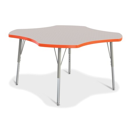 Jonti-Craft Berries Four Leaf Activity Table, E-height, Freckled Gray/Orange/Gray 6453JCE114